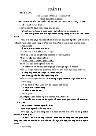 Kế hoạch bài dạy các môn Lớp 3 - Tuần 11 - Năm học 2024-2025 - Nguyễn Thị Sỹ