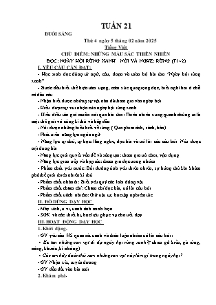Kế hoạch bài dạy các môn Lớp 3 - Tuần 21 - Năm học 2024-2025 - Hà Thị Thúy Giang