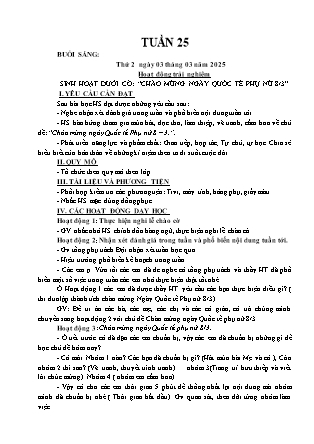 Kế hoạch bài dạy các môn Lớp 3 - Tuần 25 - Năm học 2024-2025 - Nguyễn Thị Sỹ