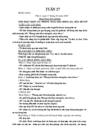 Kế hoạch bài dạy các môn Lớp 3 - Tuần 27 - Năm học 2024-2025 - Đỗ Thị Nhung