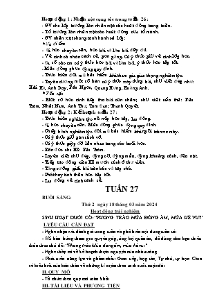 Kế hoạch bài dạy các môn Lớp 3 - Tuần 27 - Năm học 2024-2025 - Hà Thị Thúy Giang