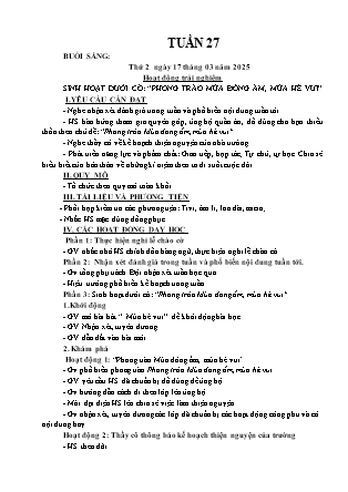 Kế hoạch bài dạy các môn Lớp 3 - Tuần 27 - Năm học 2024-2025 - Nguyễn Thị Sỹ