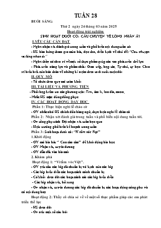 Kế hoạch bài dạy các môn Lớp 3 - Tuần 28 - Năm học 2024-2025 - Nguyễn Thị Sỹ