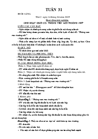 Kế hoạch bài dạy các môn Lớp 3 - Tuần 31 - Năm học 2024-2025 - Đỗ Thị Nhung