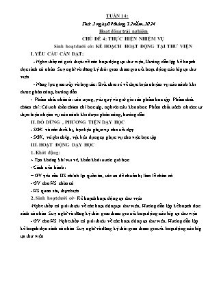 Kế hoạch bài dạy các môn Lớp 4 - Tuần 14 - Năm học 2024-2025 - Lê Thị Mận
