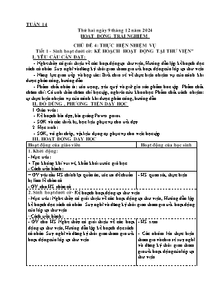 Kế hoạch bài dạy các môn Lớp 4 - Tuần 14 - Năm học 2024-2025 - Ngô Minh Nguyệt
