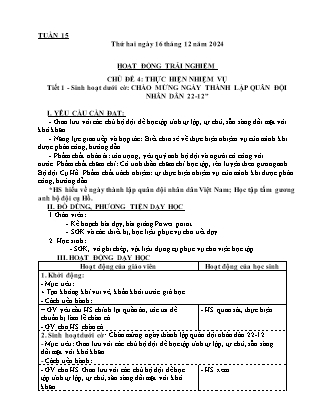 Kế hoạch bài dạy các môn Lớp 4 - Tuần 15 - Năm học 2024-2025 - Hoàng Thị Cẩm Thùy
