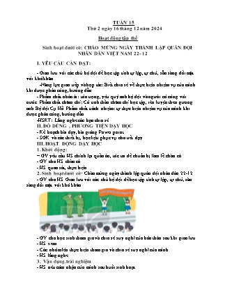 Kế hoạch bài dạy các môn Lớp 4 - Tuần 15 - Năm học 2024-2025 - Thiều Thị Thủy
