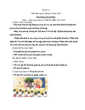 Kế hoạch bài dạy các môn Lớp 4 - Tuần 2 - Năm học 2024-2025 - Thiều Thị Thủy