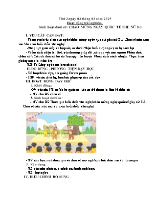 Kế hoạch bài dạy các môn Lớp 4 - Tuần 25 - Năm học 2024-2025 - Thiều Thị Thủy
