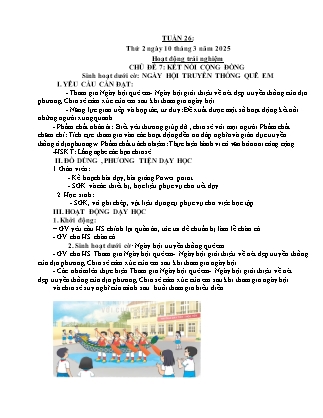 Kế hoạch bài dạy các môn Lớp 4 - Tuần 26 - Năm học 2024-2025 - Thiều Thị Thủy
