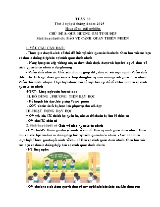 Kế hoạch bài dạy các môn Lớp 4 - Tuần 30 - Năm học 2024-2025 - Thiều Thị Thủy
