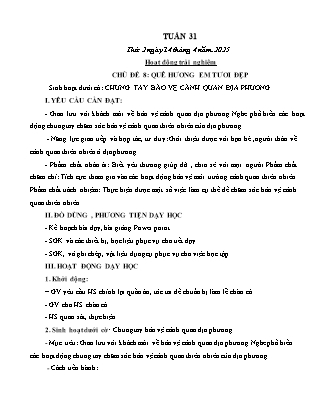 Kế hoạch bài dạy các môn Lớp 4 - Tuần 31 - Năm học 2024-2025 - Lê Thị Mận