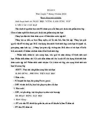 Kế hoạch bài dạy các môn Lớp 4 - Tuần 5 - Năm học 2024-2025 - Thiều Thị Thủy