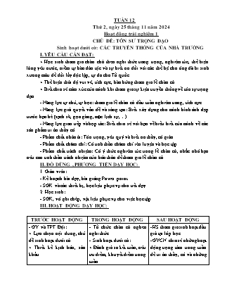Kế hoạch bài dạy các môn Lớp 5 - Tuần 12 - Năm học 2024-2025 - Nguyễn Thị Thu Hoài