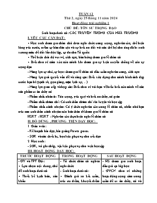 Kế hoạch bài dạy các môn Lớp 5 - Tuần 12 - Năm học 2024-2025 - Trần Thị Huyền
