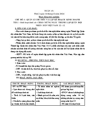 Kế hoạch bài dạy các môn Lớp 5 - Tuần 15 - Năm học 2024-2025 - Nguyễn Thị Thu Hoài