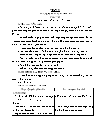 Kế hoạch bài dạy các môn Lớp 5 - Tuần 21 - Năm học 2024-2025 - Trần Thị Thương