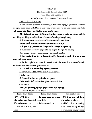Kế hoạch bài dạy các môn Lớp 5 - Tuần 26 - Năm học 2024-2025 - Nguyễn Thị Thu Hoài