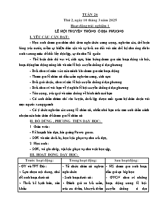 Kế hoạch bài dạy các môn Lớp 5 - Tuần 26 - Năm học 2024-2025 - Trần Thị Huyền