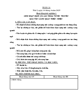 Kế hoạch bài dạy các môn Lớp 5 - Tuần 31 - Năm học 2024-2025 - Hà Văn Lâu