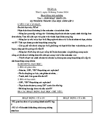 Kế hoạch bài dạy các môn Lớp 5 - Tuần 4 - Năm học 2024-2025 - Hà Văn Lâu