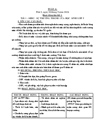 Kế hoạch bài dạy các môn Lớp 5 - Tuần 4 - Năm học 2024-2025 - Nguyễn Thị Thu Hoài