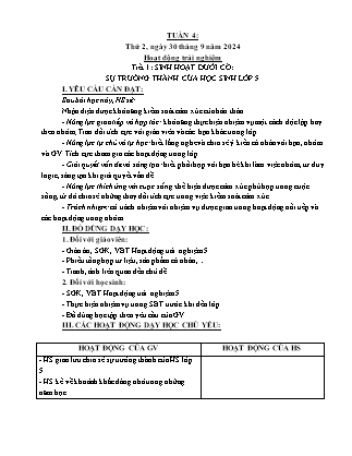 Kế hoạch bài dạy các môn Lớp 5 - Tuần 4 - Năm học 2024-2025 - Trần Thị Thương