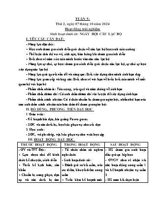 Kế hoạch bài dạy các môn Lớp 5 - Tuần 5 - Năm học 2024-2025 - Nguyễn Thị Thu Hoài