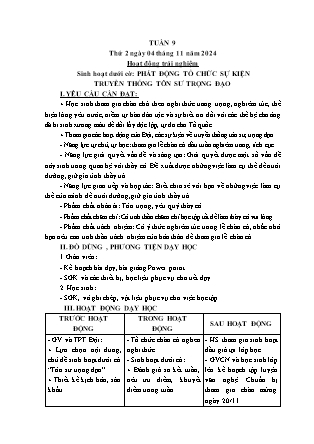 Kế hoạch bài dạy các môn Lớp 5 - Tuần 9 - Năm học 2024-2025 - Trần Thị Thương