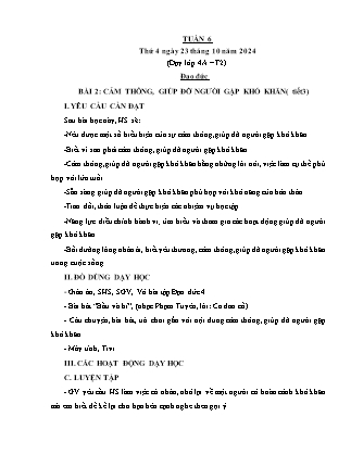 Kế hoạch bài dạy Đạo đức Lớp 2 + Lớp 4 - Tuần 7 - Năm học 2024-2025 - Phan Xuân Hiệp