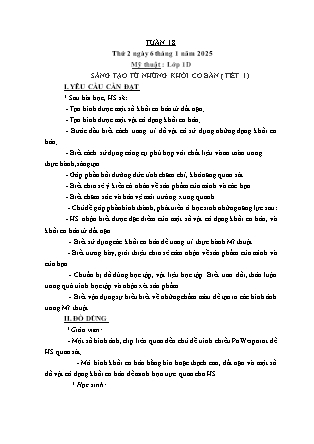 Kế hoạch bài dạy Mĩ thuật & Hoạt động trải nghiệm Khối tiểu học - Tuần 18 - Năm học 2024-2025 - Nguyễn Thị Quỳnh Phương