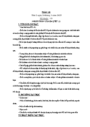Kế hoạch bài dạy Mĩ thuật & Hoạt động trải nghiệm Khối tiểu học - Tuần 28 - Năm học 2024-2025 - Nguyễn Thị Quỳnh Phương