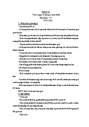 Kế hoạch bài dạy Mĩ thuật & Hoạt động trải nghiệm Khối tiểu học - Tuần 22 - Năm học 2024-2025 - Nguyễn Thị Quỳnh Phương