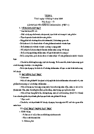 Kế hoạch bài dạy Mĩ thuật & Hoạt động trải nghiệm Khối tiểu học - Tuần 2 - Năm học 2024-2025 - Nguyễn Thị Quỳnh Phương