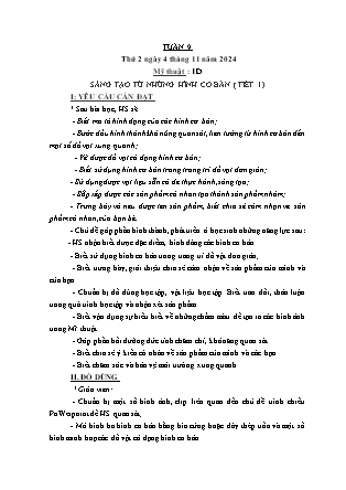 Kế hoạch bài dạy Mĩ thuật & Hoạt động trải nghiệm Khối tiểu học - Tuần 9 - Năm học 2024-2025 - Nguyễn Thị Quỳnh Phương