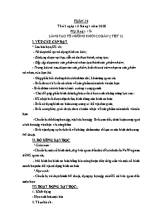 Kế hoạch bài dạy Mĩ thuật & Hoạt động trải nghiệm Khối tiểu học - Tuần 19 - Năm học 2024-2025 - Nguyễn Thị Quỳnh Phương