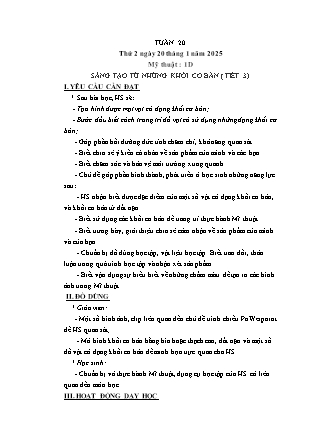 Kế hoạch bài dạy Mĩ thuật & Hoạt động trải nghiệm Khối tiểu học - Tuần 20 - Năm học 2024-2025 - Nguyễn Thị Quỳnh Phương