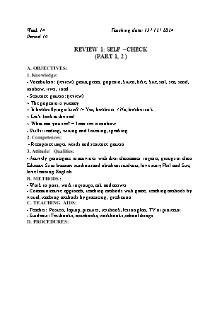 Kế hoạch bài dạy Tiếng Anh Lớp 2 - Tuần 14: Review 1 Self check - Lesson 3. Period 13 - Năm học 2024-2025 - Đinh Thị Linh Nhâm
