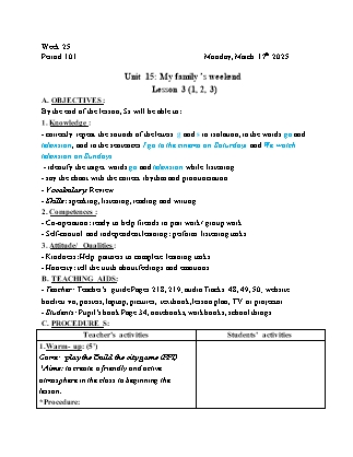 Kế hoạch bài dạy Tiếng Anh Lớp 4 - Tuần 27 - Unit 15 + Review 3 - Năm học 2024-2025 - Trịnh Thị Thúy Hạnh