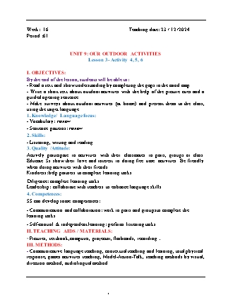 Kế hoạch bài dạy Tiếng Anh Lớp 5 - Tuần 16 - Unit 9 + Unit 10 - Năm học 2024-2025 - Đinh Thị Linh Nhâm
