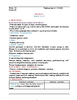 Kế hoạch bài dạy Tiếng Anh Lớp 5 - Tuần 18 - Năm học 2024-2025 - Đinh Thị Linh Nhâm