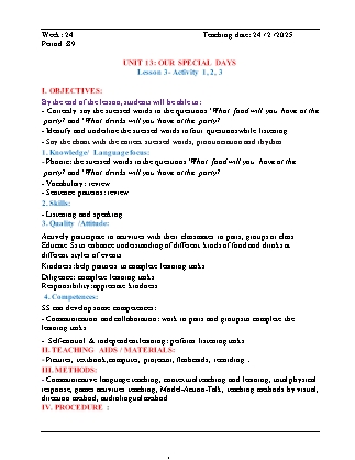 Kế hoạch bài dạy Tiếng Anh Lớp 5 - Tuần 24 - Unit 13 + Unit 14 - Năm học 2024-2025 - Đinh Thị Linh Nhâm