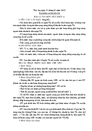 Kế hoạch bài dạy Tự nhiên và Xã hội & Đạo đức Lớp 1 + Lớp 3 - Tuần 20 - Năm học 2024-2025 - Trần Thị Thúy Hà