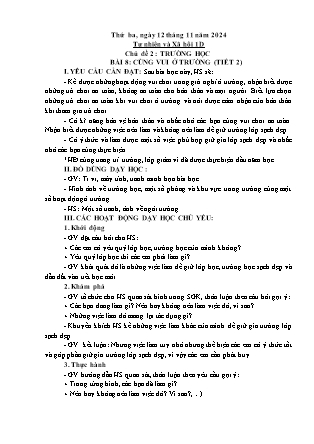 Kế hoạch bài dạy Tự nhiên và Xã hội & Đạo đức Lớp 1 + Lớp 3 - Tuần 10 - Năm học 2024-2025 - Trần Thị Thúy Hà