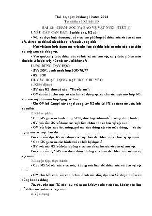 Kế hoạch bài dạy Tự nhiên và Xã hội & Đạo đức Lớp 1 + Lớp 3 - Tuần 16 - Năm học 2024-2025 - Trần Thị Thúy Hà