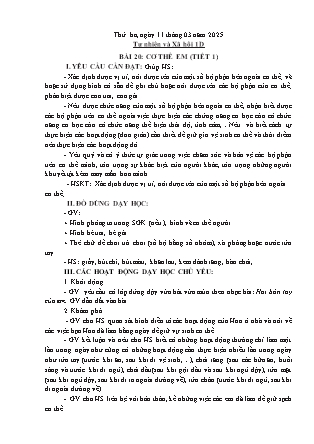 Kế hoạch bài dạy Tự nhiên và Xã hội & Đạo đức Lớp 1 + Lớp 3 - Tuần 26 - Năm học 2024-2025 - Trần Thị Thúy Hà