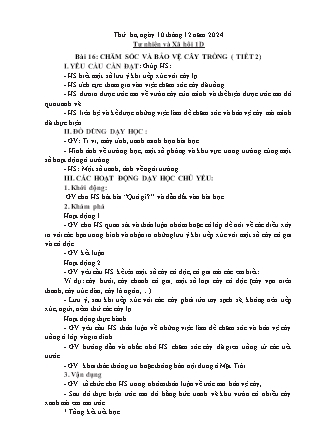 Kế hoạch bài dạy Tự nhiên và Xã hội & Đạo đức Lớp 1 + Lớp 3 - Tuần 14 - Năm học 2024-2025 - Trần Thị Thúy Hà