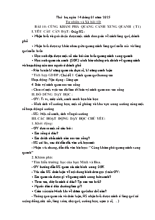 Kế hoạch bài dạy Tự nhiên và Xã hội & Đạo đức Lớp 1 + Lớp 3 - Tuần 19 - Năm học 2024-2025 - Trần Thị Thúy Hà