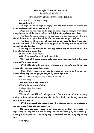 Kế hoạch bài dạy Tự nhiên và Xã hội & Đạo đức Lớp 1 + Lớp 3 - Tuần 13 - Năm học 2024-2025 - Trần Thị Thúy Hà